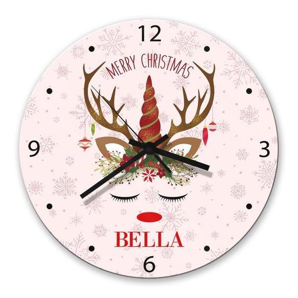 Christmas Unicorn Glass Clock - Image 2