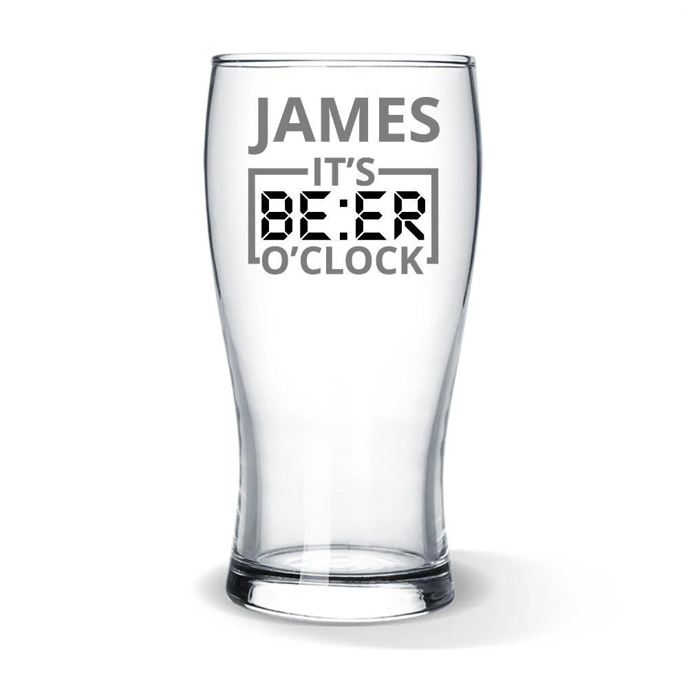 O'Clock Colour Printed Standard Beer Glass